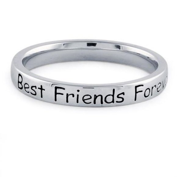 Best Friends Forever BFF Ring 2.7 mm Band 925 Sterling Silver Women's - Picture 10 of 12